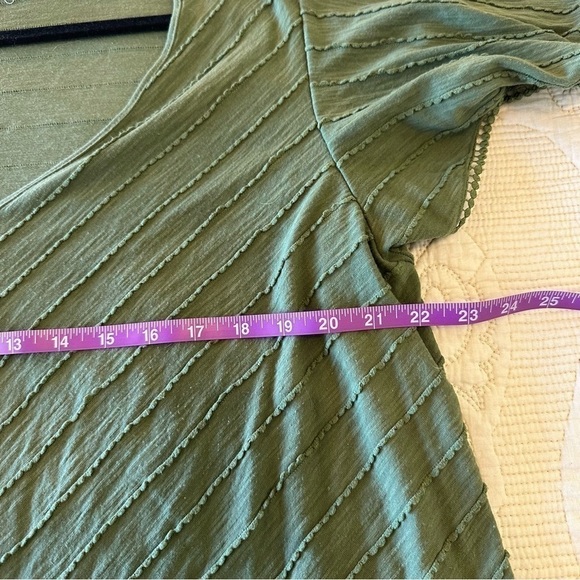 Green v-neck short sleeve casual comfy top with tie-waist, women's XL - Picture 6 of 6